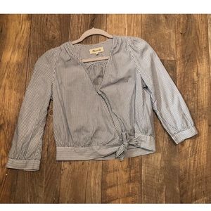 Madewell Wrap Top - Indigo Stripe